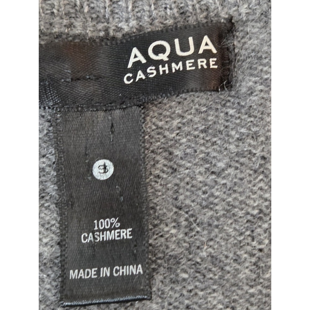 AQUA CASHMERE 100% Cashmere Women's S Soft Knit Sweater Gray Coquette Retro - Picture 4 of 6